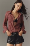 Pilcro Long-sleeve Seamed Slim Buttondown Shirt In Brown