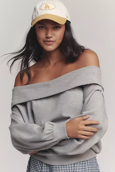 Pilcro Long-sleeve Slouchy Off-the-shoulder Top In Gray