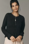 Pilcro Long-sleeve Smocked Top In Black