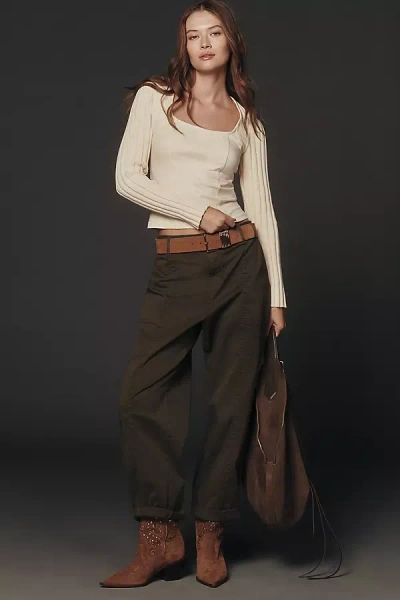 Pilcro Long-sleeve Square-neck Top In Neutral