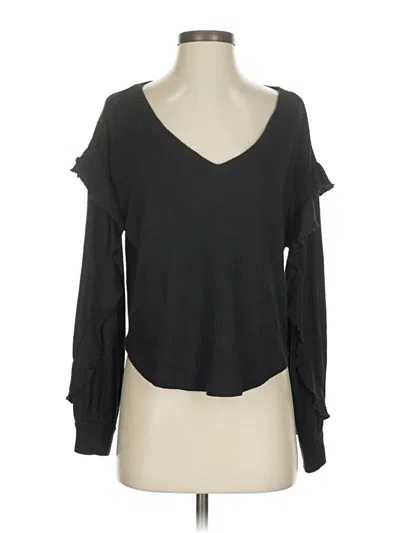 Pre-owned Pilcro Long Sleeve Top Black Cold Shoulder Neckline Tops