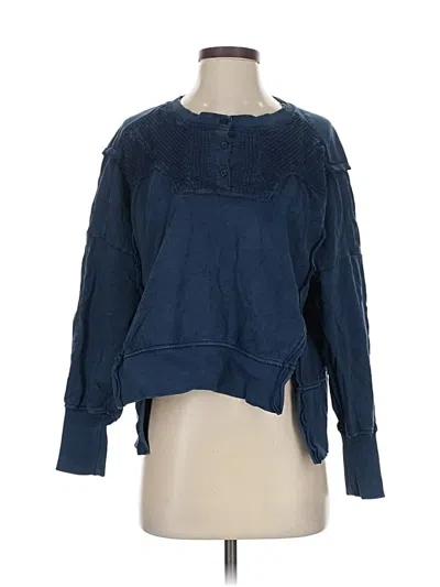 Pre-owned Pilcro Long Sleeve Top Blue Crew Neck Tops