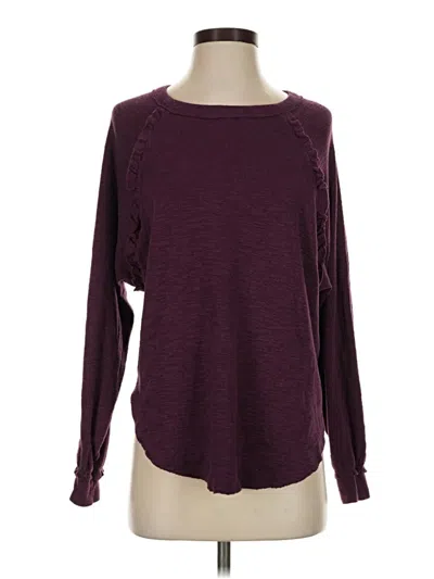 Pre-owned Pilcro Long Sleeve Top Burgundy Crew Neck Tops