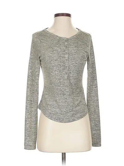 Pre-owned Pilcro Long Sleeve Top Gray Keyhole Neckline Tops