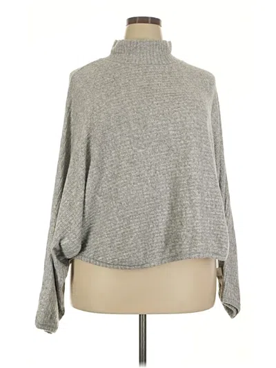 Pre-owned Pilcro Long Sleeve Top Gray Stripes Pattern Mock Neckline Tops