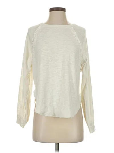 Pre-owned Pilcro Long Sleeve Top Ivory Crew Neck Tops In White