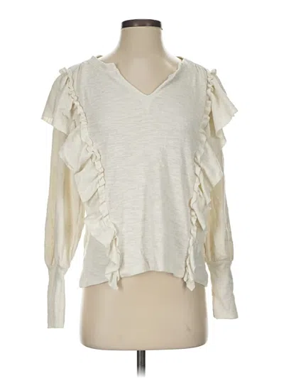 Pre-owned Pilcro Long Sleeve Top Ivory Ruffles Neckline Tops