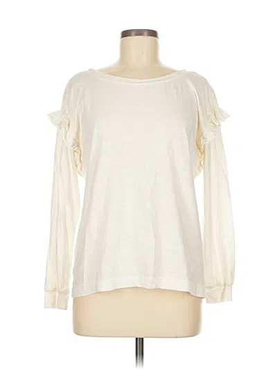 Pre-owned Pilcro Long Sleeve Top Ivory Ruffles Neckline Tops In White