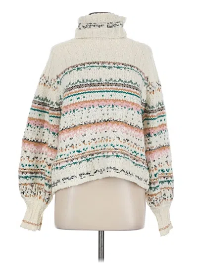 Pre-owned Pilcro Long Sleeve Top Ivory Turtleneck Tops