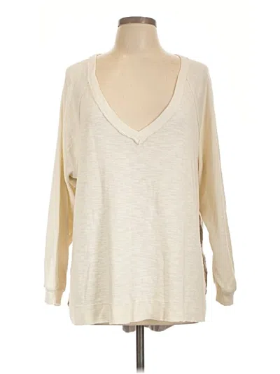 Pre-owned Pilcro Long Sleeve Top Ivory V-neck Tops