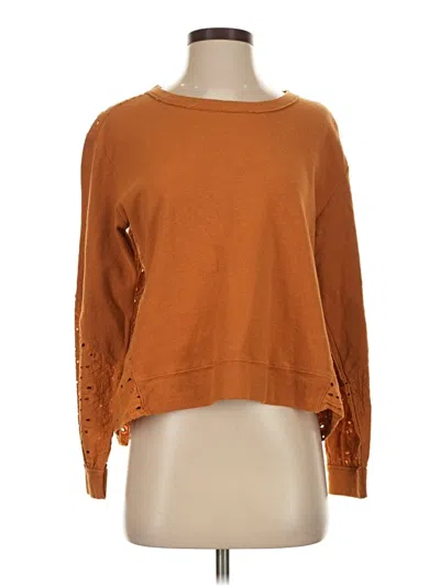 Pre-owned Pilcro Long Sleeve Top Orange Crew Neck Tops
