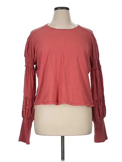 Pre-owned Pilcro Long Sleeve Top Red Keyhole Neckline Tops