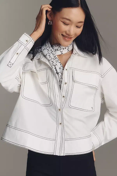 Pilcro Long-sleeve Top-stitch Buttondown Shirt In White