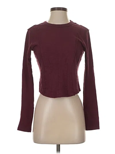 Pre-owned Pilcro Long Sleeve T-shirt In Burgundy