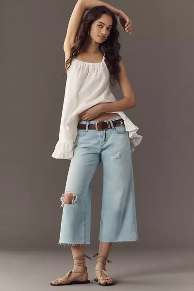 Pilcro Low-rise Crop Wide-leg Distressed Jeans In Blue