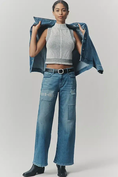 Pilcro Low-rise Wide-leg Jeans In Blue