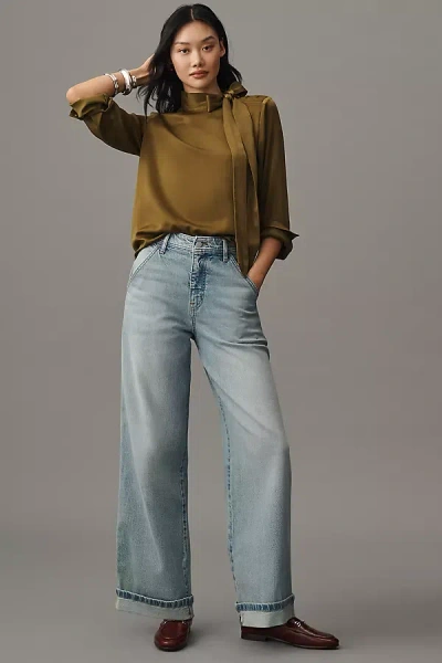 Pilcro Mason High-rise Relaxed Gaucho Ankle Jeans In Blue