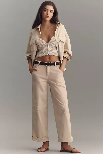 Pilcro Mason Novelty High-rise Wide-leg Pants In Neutral