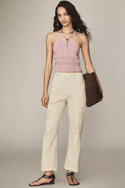 Pilcro Mended Slim Curve Pants In Beige
