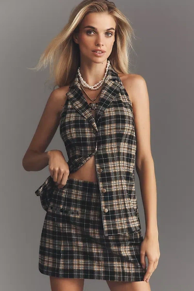 Pilcro Menswear Plaid Mini Skirt In Black