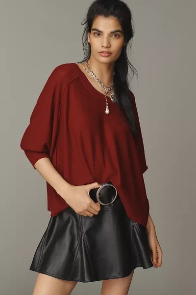 Pilcro Merino Wool Scoop-neck Sweater In Brown