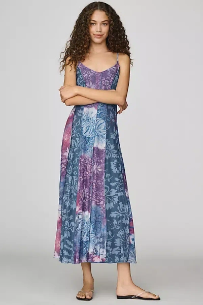 Pilcro Mesh Seamed Midi Dress In Blue