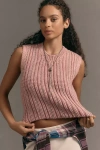 Pilcro Metallic Crewneck Muscle Sweater Vest In Pink