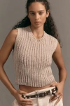 Pilcro Metallic Crewneck Muscle Sweater Vest In Neutral