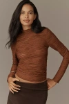 Pilcro Metallic Textured Turtleneck Top In Orange