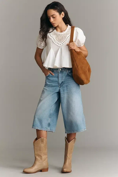 Pilcro Mid-rise Culotte Denim In Blue