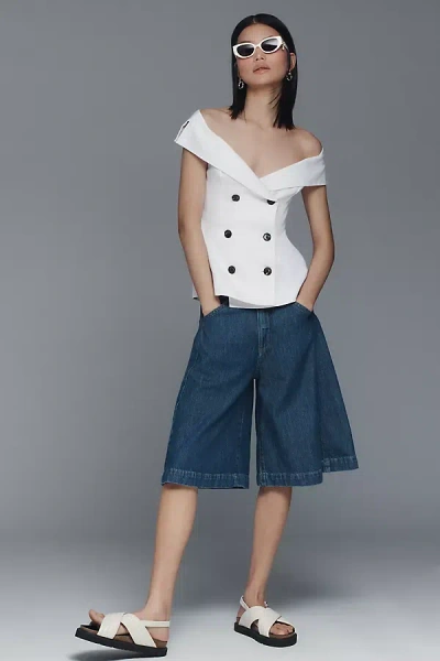 Pilcro Mid-rise Culottes In Blue