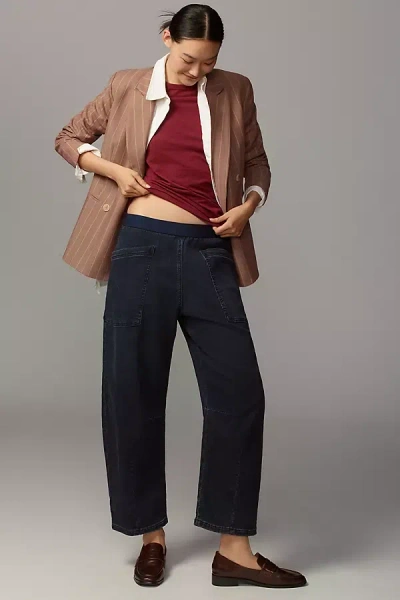 Pilcro Mid-rise Pull-on Tapered Jeans In Blue