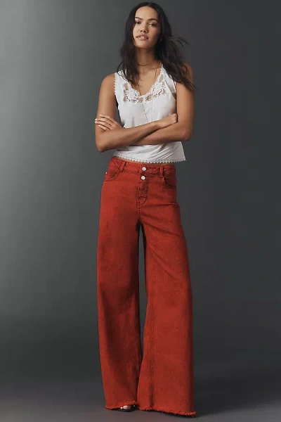 Pilcro Mid-rise Ultra-wide-leg Jeans In Red