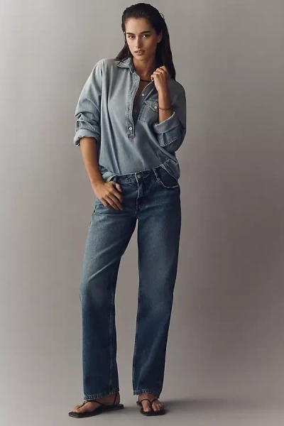 Pilcro Mid-rise Straight Leg Jeans In Blue