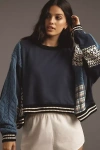 Pilcro Mix Pullover Sweatshirt In Blue