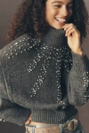 Pilcro Mock-neck Embellished Sweater In Gray