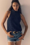 Pilcro Mock Roll Neck Sleeveless Sweater Tank In Blue