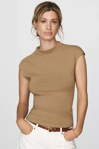Pilcro Mock-neck Top In Beige