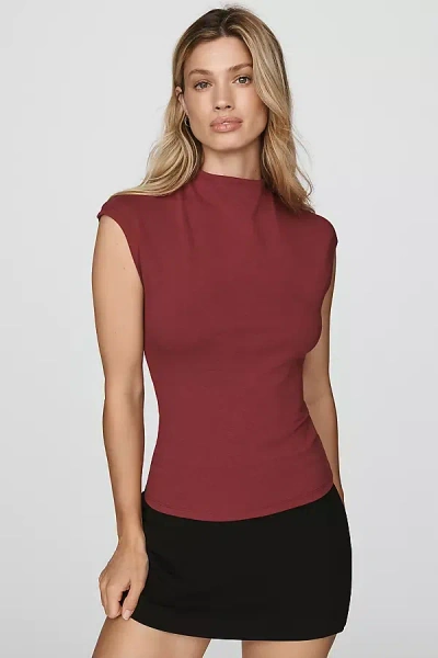 Pilcro Mock-neck Top In Red