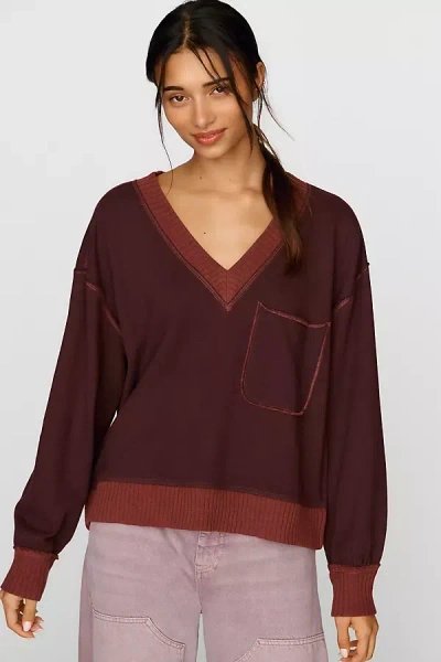 Pilcro Montana Pocket Knit Top In Brown