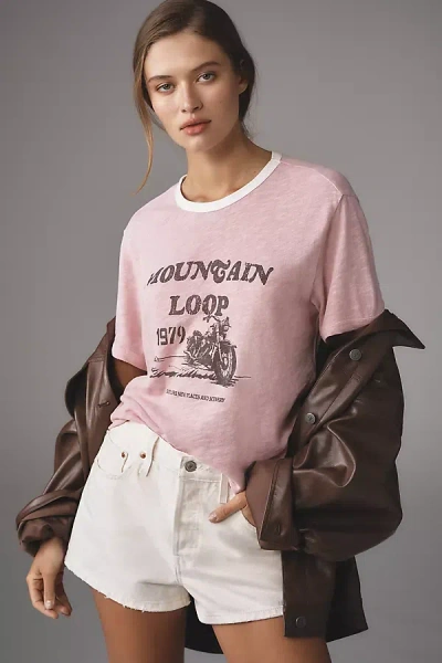 Pilcro Mountain Loop Ringer Tee In Pink
