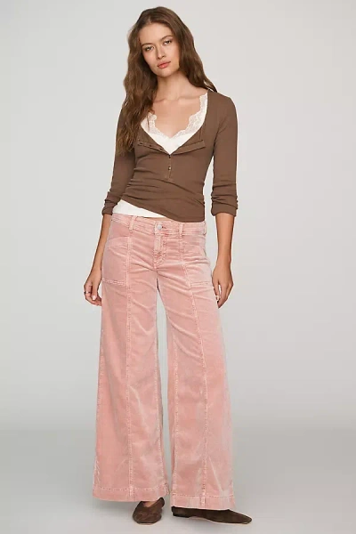 Pilcro Nico Corduroy Mid-rise Flare Jeans In Pink