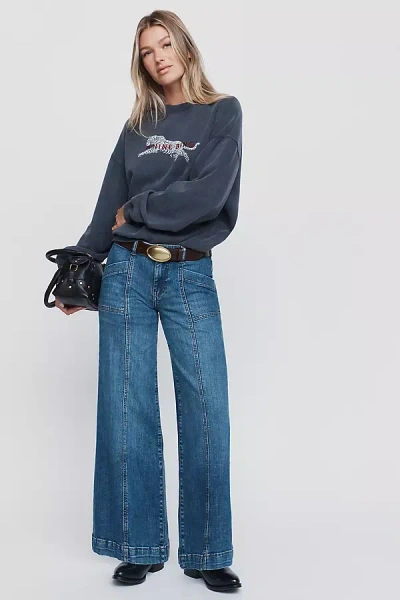 Pilcro Nico Mid Rise Flare Leg Jeans In Blue