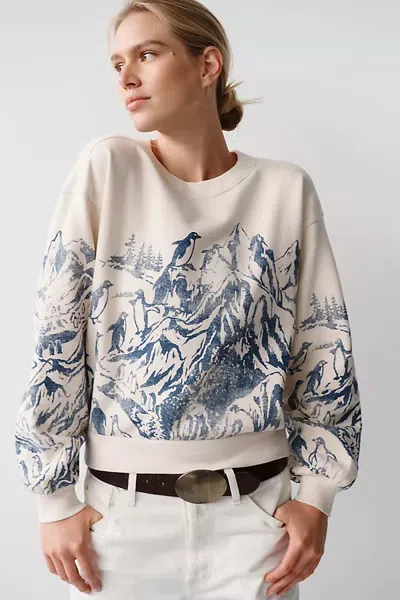 Pilcro Niki 100% Cotton Long Sleeve Bubble Sweatshirt In Blue