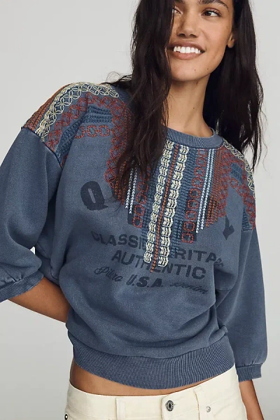 Pilcro Niki Bubble Craft Sweatshirt In Blue