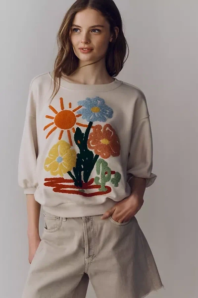 Pilcro Niki Bubble Embroidered Pullover By  In White