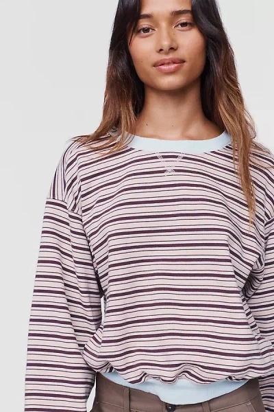 Pilcro Niki Long Sleeve Bubble Sweatshirt In Brown