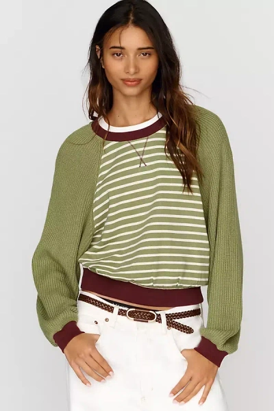Pilcro Niki Long Sleeve Bubble Sweatshirt In Green