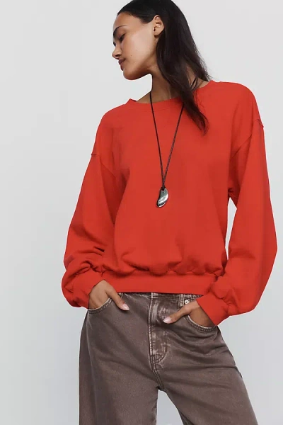 Pilcro Niki Long Sleeve Bubble Sweatshirt In Red