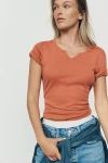 Pilcro Notched Tee In Brown